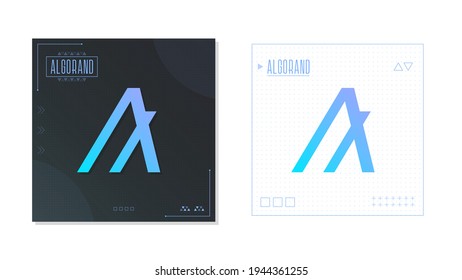 Logotipo de gradiente Algorand cryptocurrency. Volante colorido con diseño de línea delgada. Aislado en blanco.