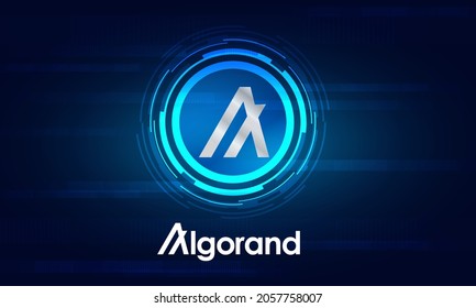 Algorand logo design with hi-tech blue background design.