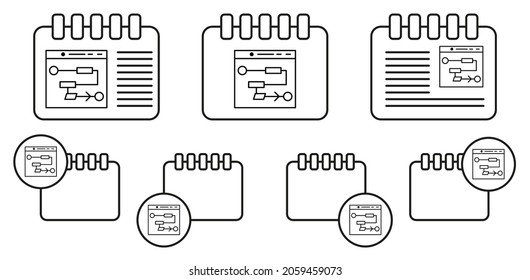 Algorithm artificial intelligence concept line vector icon in calender set illustration for ui and ux, website or mobile application