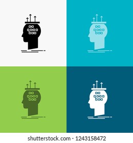 Algorithm, brain, conclusion, process, thinking Icon Over Various Background. glyph style design, designed for web and app. Eps 10 vector illustration