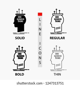 Algorithm, brain, conclusion, process, thinking Icon in Thin, Regular, Bold Line and Glyph Style. Vector illustration