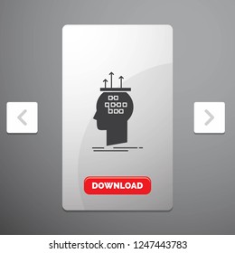 Algorithm, brain, conclusion, process, thinking Glyph Icon in Carousal Pagination Slider Design & Red Download Button