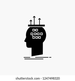Algorithm, brain, conclusion, process, thinking Glyph Icon. Vector isolated illustration