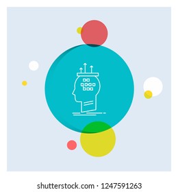 Algorithm, brain, conclusion, process, thinking White Line Icon colorful Circle Background