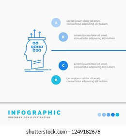 Algorithm, brain, conclusion, process, thinking Infographics Template for Website and Presentation. Line Blue icon infographic style vector illustration