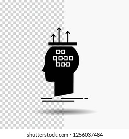 Algorithm, brain, conclusion, process, thinking Glyph Icon on Transparent Background. Black Icon