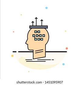 Algorithm, brain, conclusion, process, thinking Flat Color Icon Vector