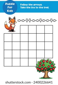 Algorithm, coding, maze. Puzzle for kids. 