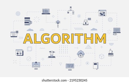 algorithm concept with icon set with big word or text on center