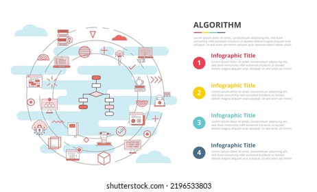 algorithm concept for infographic template banner with four point list information