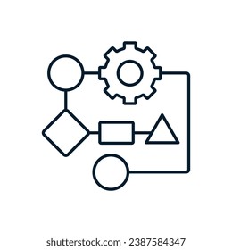 Algorithm concept. Vector linear icon isolated on white background.