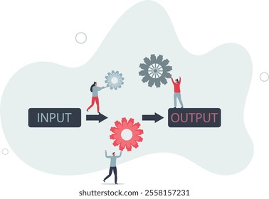 Algorithm data input and output process visualization.flat characters.