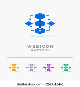 Algorithm, design, method, model, process 5 Color Glyph Web Icon Template isolated on white. Vector illustration