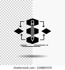 Algorithm, design, method, model, process Glyph Icon on Transparent Background. Black Icon