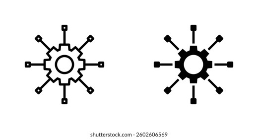 Algorithm flat Icons in line outline and flat solid style on white background