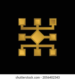 Icono metálico de algoritmo chapado en oro o vector de logotipo