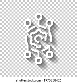 Algorithm icon, api integration, data software. White linear icon with editable stroke and shadow on transparent background