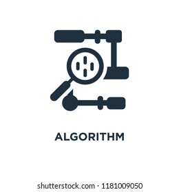 Algorithm icon. Black filled vector illustration. Algorithm symbol on white background. Can be used in web and mobile.