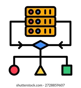 Ícone do algoritmo Cor linear Estilo Ilustração do vetor