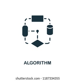 Algorithm icon. Monochrome style design from machine learning collection. UX and UI. Pixel perfect algorithm icon. For web design, apps, software, printing usage.