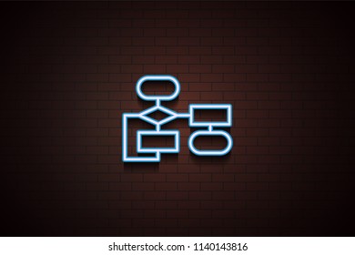 algorithm icon in Neon style on dark brick wall background