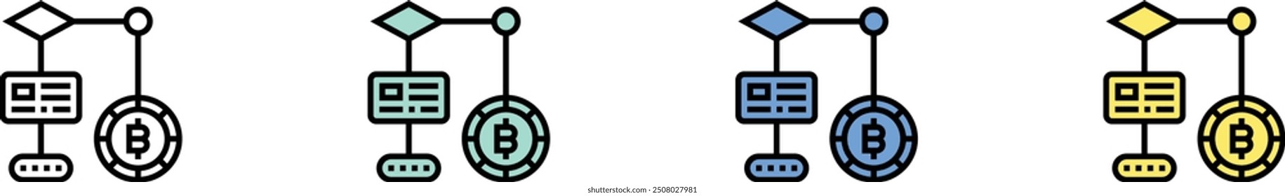 algorithm icon. Outline, Green, Blue and Yellow Style Design Isolated On White Background