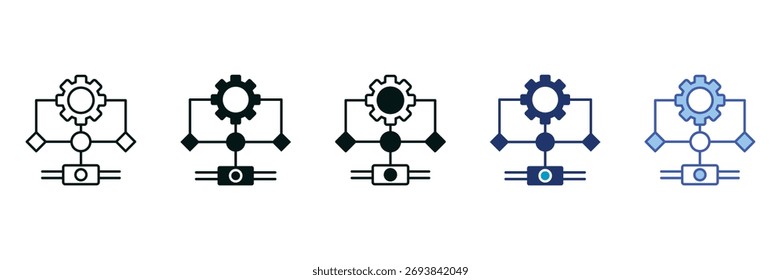 Algorithm Icon Set Consisting of Multiple Styles Vector Illustration