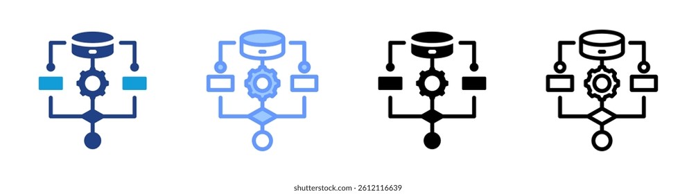 Algorithm icon set multiple style collection