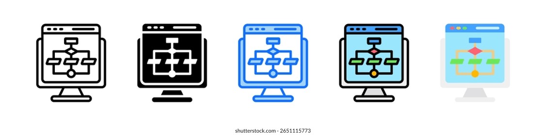 Ícone de Algoritmo Definir Coleção de Vários Estilos