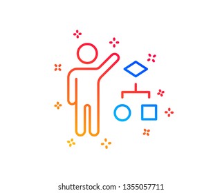 Algorithm line icon. Business management sign. Development symbol. Gradient design elements. Linear algorithm icon. Random shapes. Vector