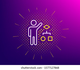 Algorithm line icon. Halftone pattern. Business management sign. Development symbol. Gradient background. Algorithm line icon. Yellow halftone pattern. Vector