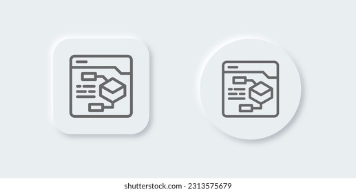 Algorithm line icon in neomorphic design style. Programming signs vector illustration.