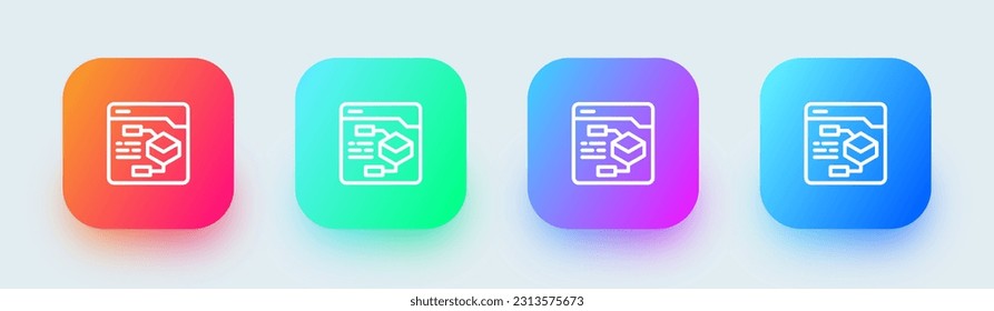 Algorithm line icon in square gradient colors. Programming signs vector illustration.