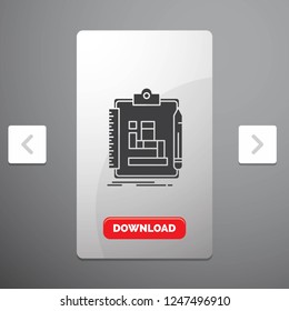 Algorithm, process, scheme, work, workflow Glyph Icon in Carousal Pagination Slider Design & Red Download Button