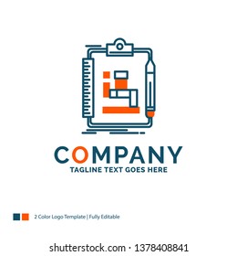 Algorithm, process, scheme, work, workflow Logo Design. Blue and Orange Brand Name Design. Place for Tagline. Business Logo template.