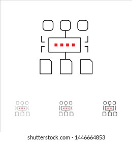 Algorithm, Program, User, Document Bold and thin black line icon set