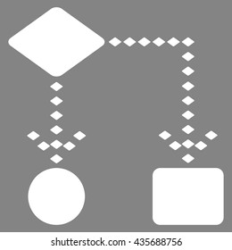 Algorithm Scheme vector toolbar icon. Style is flat icon symbol, white color, gray background, rhombus dots.