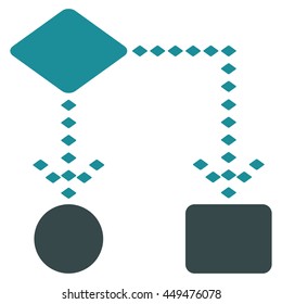Algorithm Scheme vector toolbar icon. Style is bicolor flat icon symbol, soft blue colors, white background, rhombus dots.