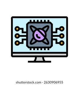 tela do algoritmo vetor de ícone de cor do computador quântico. tela do algoritmo sinal do computador quântico. ilustração de símbolo isolado