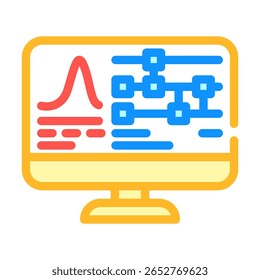 tela do algoritmo vetor de ícone de cor do computador quântico. tela do algoritmo sinal do computador quântico. ilustração de símbolo isolado
