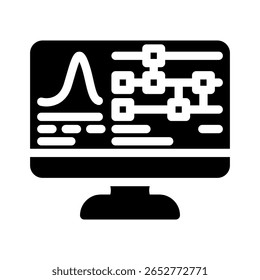 tela de algoritmo vetor de ícone de glifo do computador quântico. tela de algoritmo sinal do computador quântico. ilustração de símbolo isolado