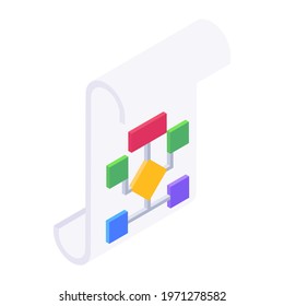 Algorithm vector design, sitemap on a paper depicting data flow 