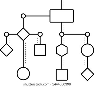 Algorithm. Vector flat outline icon illustration isolated on white background.