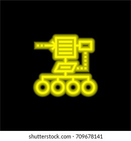 Algorithm yellow glowing neon ui ux icon. Glowing sign logo vector