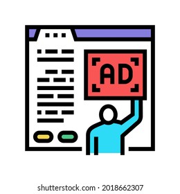 algorithmic ad placement publisher color icon vector. algorithmic ad placement publisher sign. isolated symbol illustration