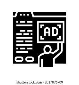 algorithmic ad placement publisher glyph icon vector. algorithmic ad placement publisher sign. isolated contour symbol black illustration
