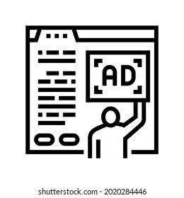 algorithmic ad placement publisher line icon vector. algorithmic ad placement publisher sign. isolated contour symbol black illustration