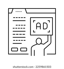 algorithmic ad placement publisher line icon vector. algorithmic ad placement publisher sign. isolated contour symbol black illustration