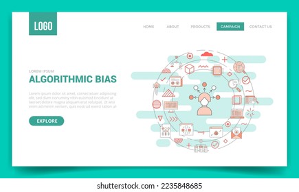 algorithmic bias concept with circle icon for website template or landing page homepage