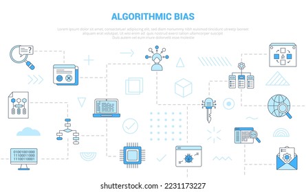 algorithmic bias concept with icon set template banner with modern blue color style